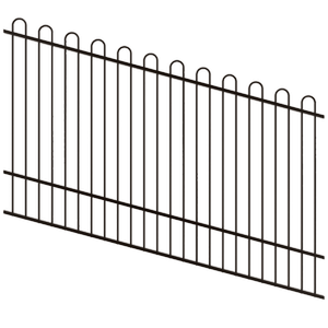 ProtectorAl 1201-2400W x 1200H Satin Black Loop Top Pool Fence Panel Raked Up to 15º - Black