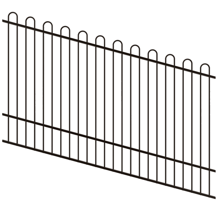 ProtectorAl 1201-2400W x 1200H Satin Black Loop Top Pool Fence Panel Raked Up to 15º - Black