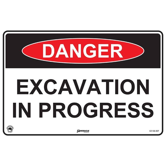 Pinnacle 300 x 200mm Poly Danger Excavation In Progress Sign