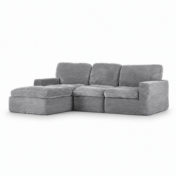 Airluxe Orion Grey 276cm 3 Seater Compressed L-Shaped Lounge Couch