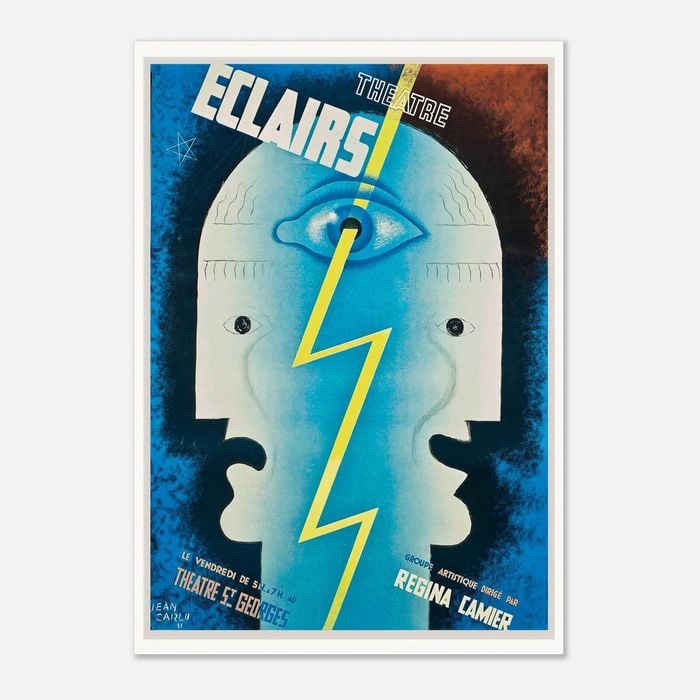Galrie Theatre Eclairs 1929 Vintage Art Deco Poster by Jean Carlu - Art Decor Wall Art, Poster Only, 70 x 100cm (28 x 40inch)
