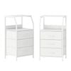 Advwin Bedside Table Set of 2 with 3 Fabric Drawer Storage Shelf White
