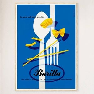 Galrie Barilla Vintage Pasta Advertising Poster - Charming Kitchen Wall Decor, Wood Frame, A0 84 x 119cm (33 x 47inch)