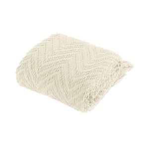 Bloomington Ezra Chevron Knitted Throw Rug 127 x 152 cm Cream