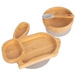Tiny Dining 3pc Bamboo Rabbit Baby Feeding Set with Suction Cup