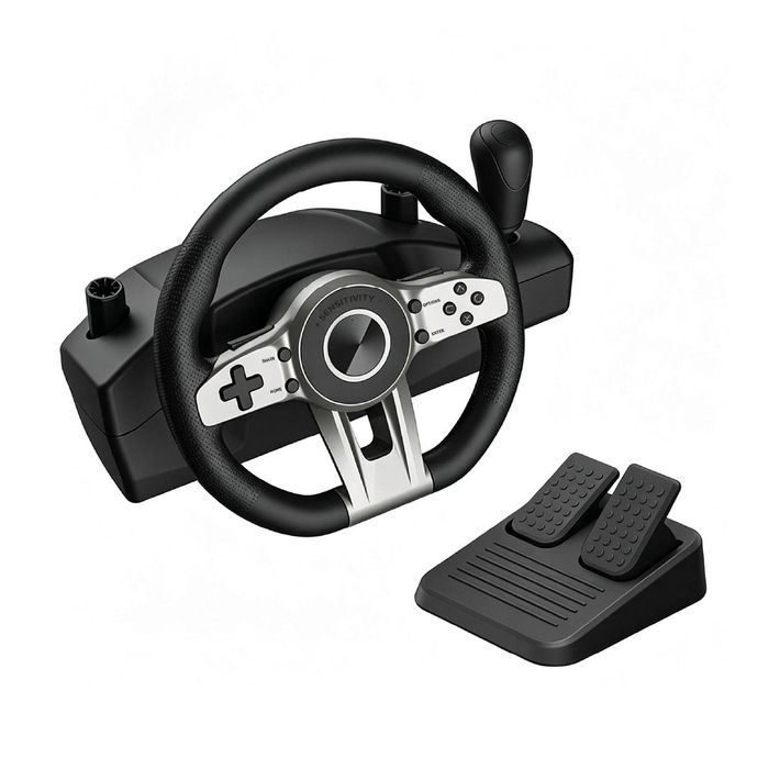 Gaming Racing Steering Wheel 270 Degree Dual Motor Vibration Pedals Gear Shifter