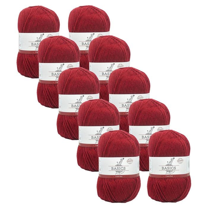 10x Malli Claret Red Blend Basic 100g Knitting/crochet Yarn Acrylic/poly