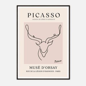 Galrie Elegant Minimalist Art Print of Picasso's Animal Drawings, Black Frame, 50 x 70cm (20 x 28inch)