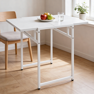 Ufuriture Foldable Drop Leaf Dining Table Small Compact Office Desk Coffee Table Side Table White