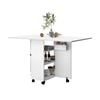 Luxsuite Wooden Folding Dining Table with Shelves Wheels