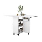 Luxsuite Wooden Folding Dining Table with Shelves Wheels