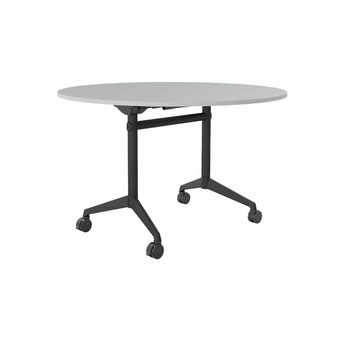 Olg Modulus Flip Table Full Black Frame White Top 1200mm Diameter