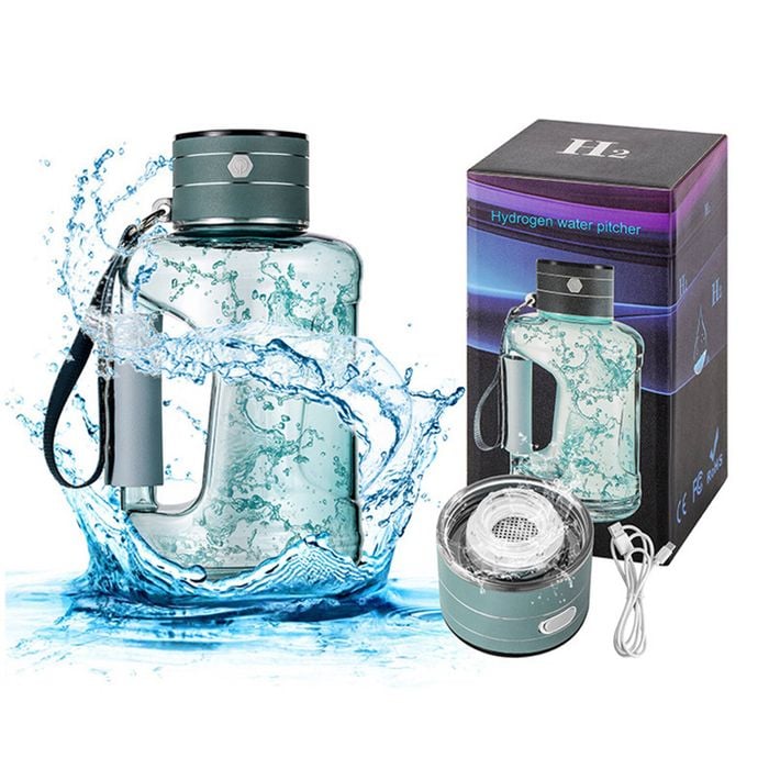 Catzon 1.5L Hydrogen Water Bottle Rechargeable Water Bottle-Green
