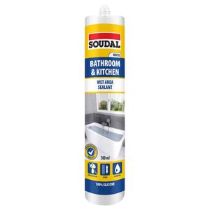 Soudal 300ml White Bathroom & Kitchen Silicone