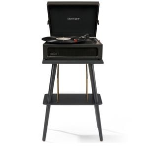 Crosley Voyager Bluetooth Portable Turntable + Entertainment Stand Bundle - Black