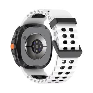Rugged Breathable Sport Band Soft Silicone Waterproof For Samsung Galaxy Watch Ultra 47mm - White