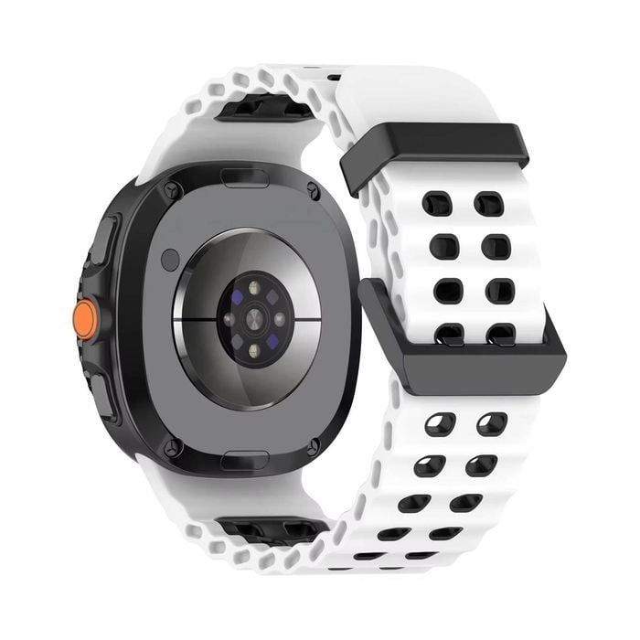 Rugged Breathable Sport Band Soft Silicone Waterproof For Samsung Galaxy Watch Ultra 47mm - White