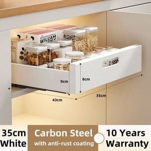 Kitchen Cabinet Pull Out Slide Drawer Shelf Organiser Rack Storage Holder Spices,No Drill Slide Out Drawers 35cm White