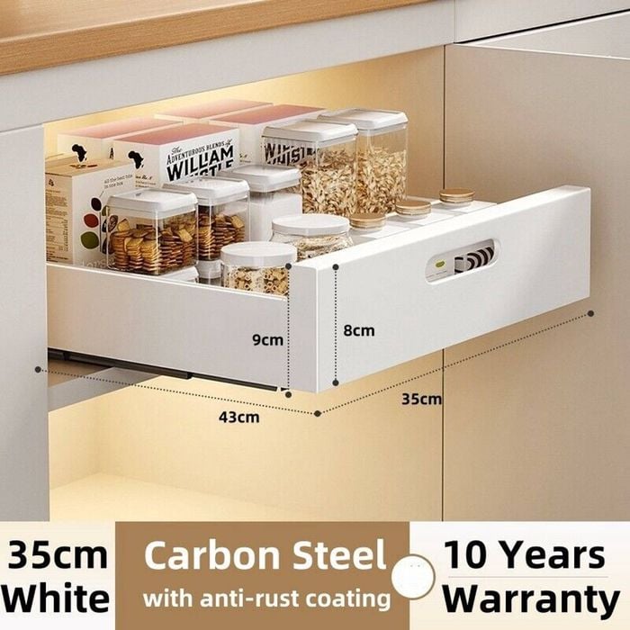 Kitchen Cabinet Pull Out Slide Drawer Shelf Organiser Rack Storage Holder Spices,no Drill Slide Out Drawers 35cm White
