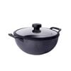 Meyer Pre-seasoned Cast Iron Induction Deep Wok/kadai 24cm