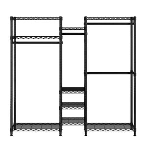 Ufurniture Clothes Rack with 4 Hang Rods and 9 Shelves L-Shaped Wardrobe Black
