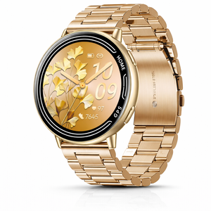 Smart Watch GPS Fitness Tracker Waterproof With Bluetooth Call Heart Rate Monitor Outdoor Sports Steel Gold