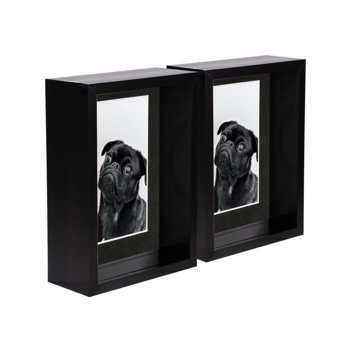 Nicola Spring 5" X 7" Black 3d Deep Box Photo Frames - 4" X 6" Mount - Pack Of 2