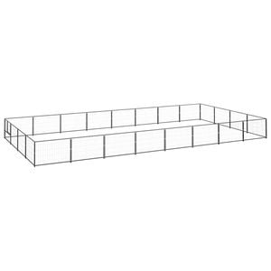 vidaXL Dog Kennel Black Steel Outdoor Puppy Enclosure Dog Pet Supply Cage