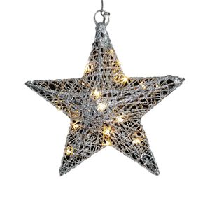 Catzon 30cm LED Lighted Hanging Star for Christmas-Silver