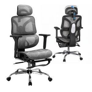 Artiss Ergonomic Offfice Chair Mesh Adjustable Headrest Amrs Footrest Computer Chair Grey