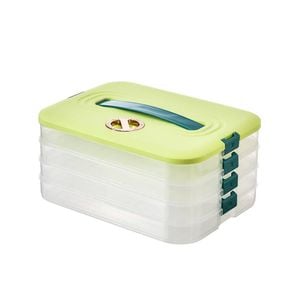 Catzon Stackable Dumpling Box 4-Layer with Lid & Time Scale for Storage-Green