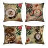 Catzon 4 Pcs Vintage Throw Pillow Covers Square Linen Pillowcase for Couch