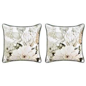 2PK Bianca Giselle Square White Polyester Velvet Cushion 43x43cm