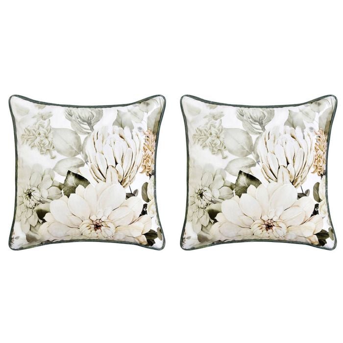 2PK Bianca Giselle Square White Polyester Velvet Cushion 43x43cm