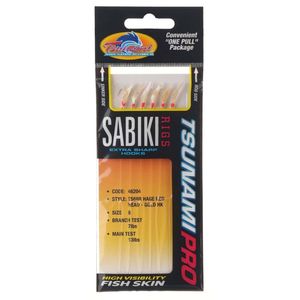 Tsunami TS68 Hage Sabiki Fishing Jig Red Head / Gold 6