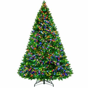 P&P Green 210cm Pre Lit Christmas Tree with 3000 Warm White LEDs, 1250 Tips, Solid Metal Stand