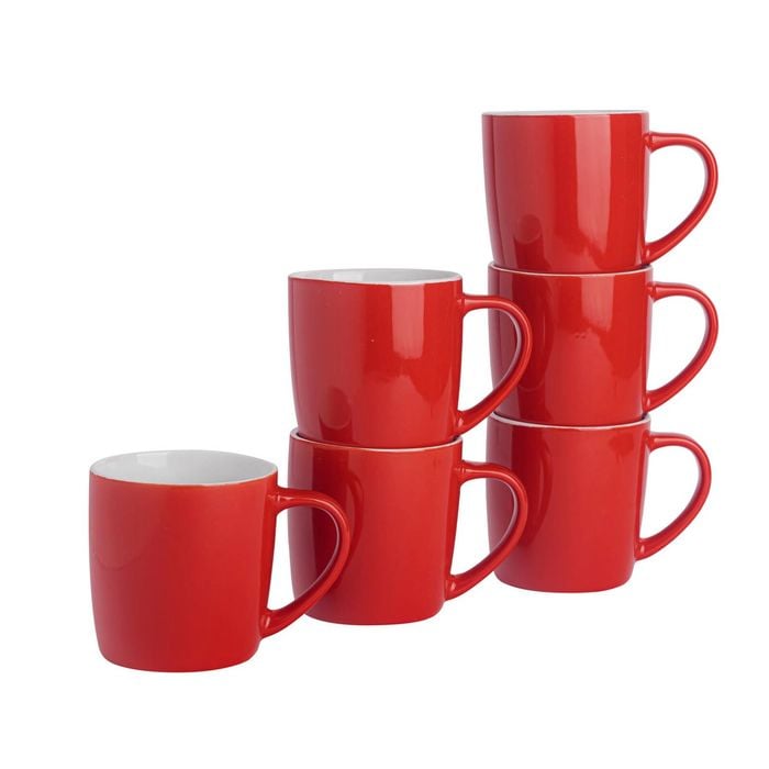 Argon Tableware Tea Coffee Stoneware Contemporary Coloured Mugs - 340ml - Pack Of 6