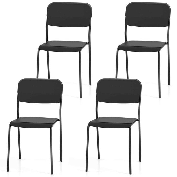 Costway 4pcs Armless Dining Chairs Kitchen Side Chairs Black