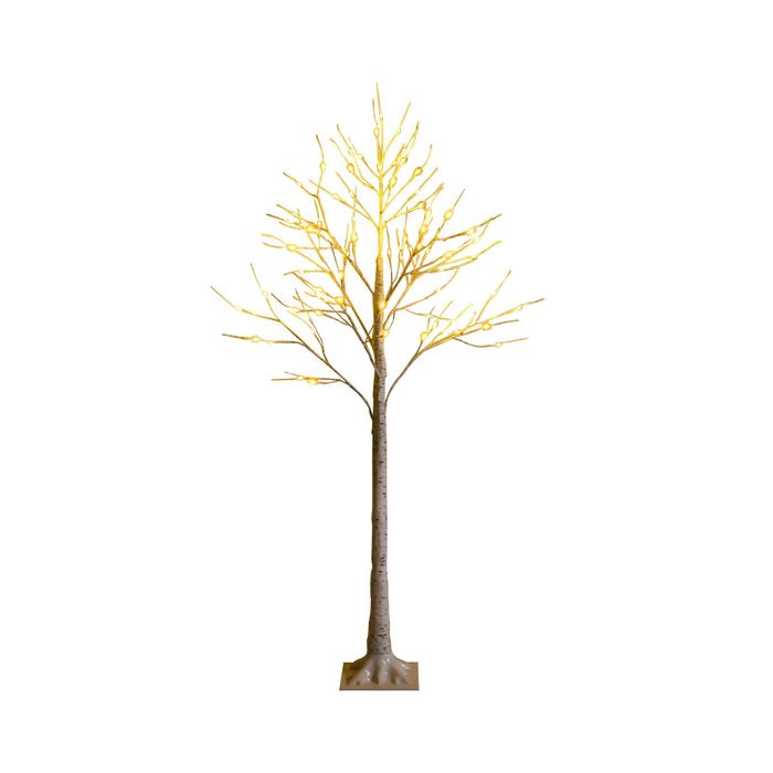Costway 1.5M Pre-Lit Birch Christmas Tree White Xmas Decoration 72 LEDs