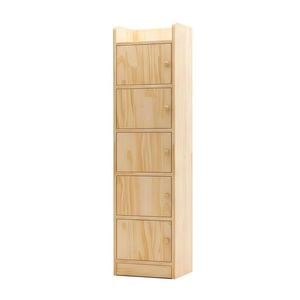 Lauft 5-Tier Natural Bamboo Wooden Bookshelf, Slim Bookcase Organizer Storage