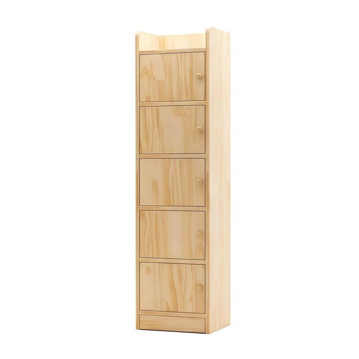 Lauft 5-Tier Natural Bamboo Wooden Bookshelf, Slim Bookcase Organizer Storage