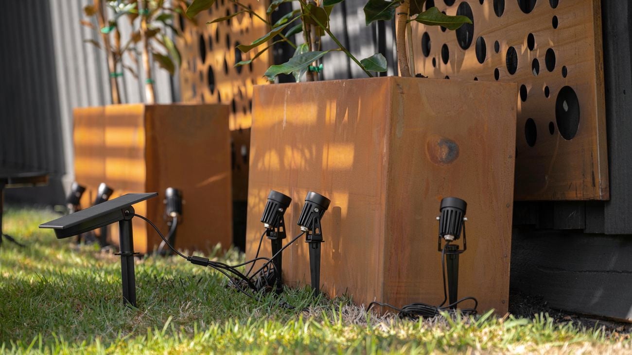 solar lights in a garden