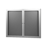 Benoticed Notice case with Hinged Door 1830x1220mm 3 Door / Silver Frame / Pinnable Fabric Grey