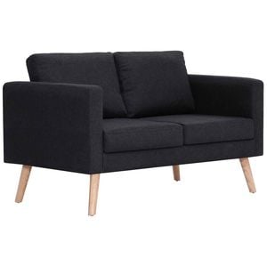vidaXL 2-Seater Sofa Settee Upholstered Couch Living Room Office Black Fabric