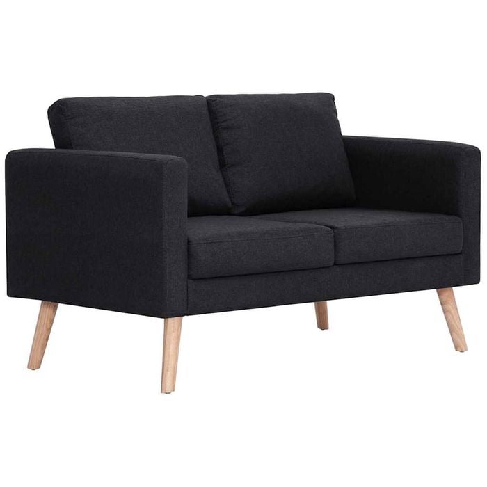 vidaXL 2-Seater Sofa Settee Upholstered Couch Living Room Office Black Fabric