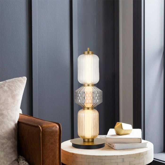 Telbix Torso Modern Table Desk Lamp Light Metal Glass Brass Polished