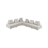 Foret 6pc Armless Seat Modular Extension Ottoman Couch Velvet Fabrics Sofa Beige