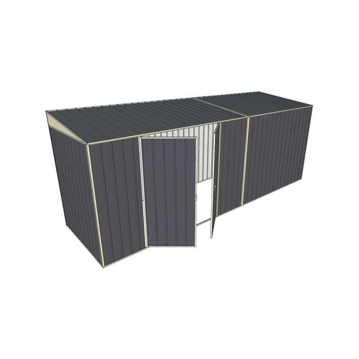 Build-a-Shed 1.5 x 5.2 x 2m Double Hinged Side Door Skillion Shed - Grey