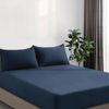 Cleverpolly Vintage Washed Microfibre Fitted Sheet Set With Matching Pillowcases (navy Blue, Super King)