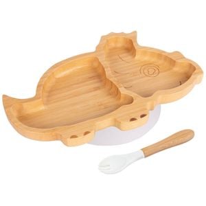 Bamboo Dinosaur Baby Weaning Plate & Fork Set